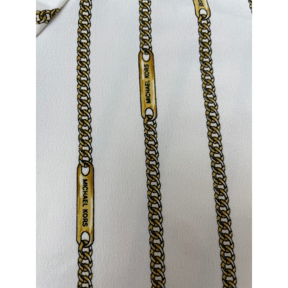 Michael Kors Women's White Chain Print Quarter Zip Long Sleeve Blouse Top M‎ - Picture 7 of 10